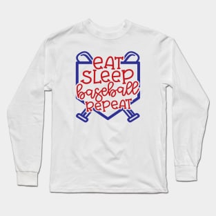 Eat Sleep Baseball Repeat Cute Funny Long Sleeve T-Shirt